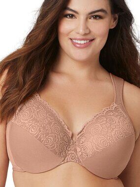 #1621 Plus Size Women's Back Close Wonderwire Bra by Glamorise in Cappuccino